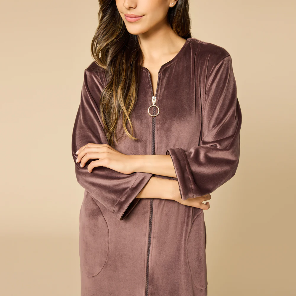 42" 3/4 Sleeve Serenity Shear Mink Zip Robe - Image 11