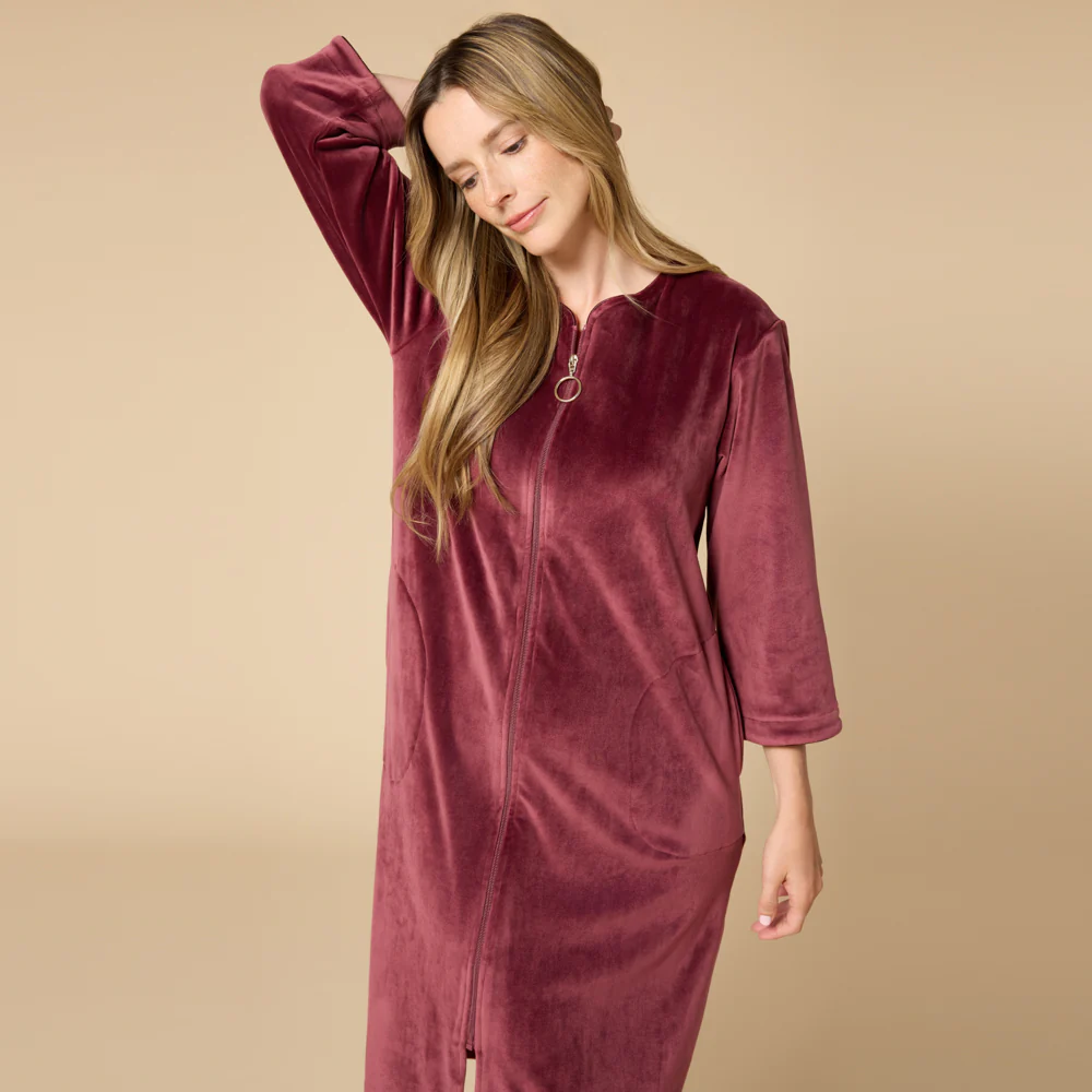 42" 3/4 Sleeve Serenity Shear Mink Zip Robe - Image 8