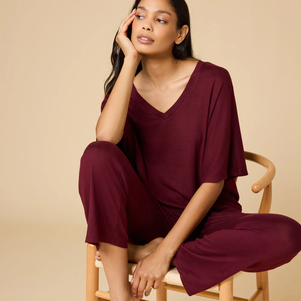 Dream Relaxed V-neck with Capri Lounge Set - Image 33