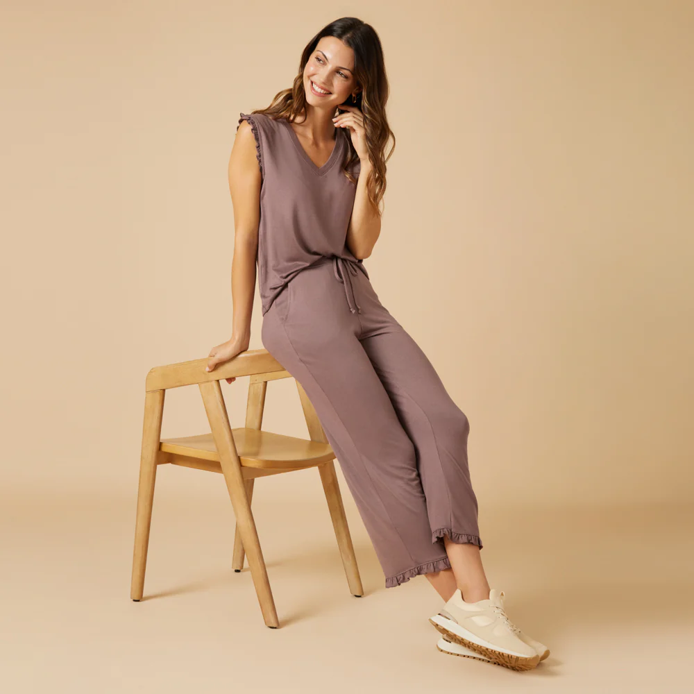 Dream Ruffle V-neck with Cropped Pant - Image 17