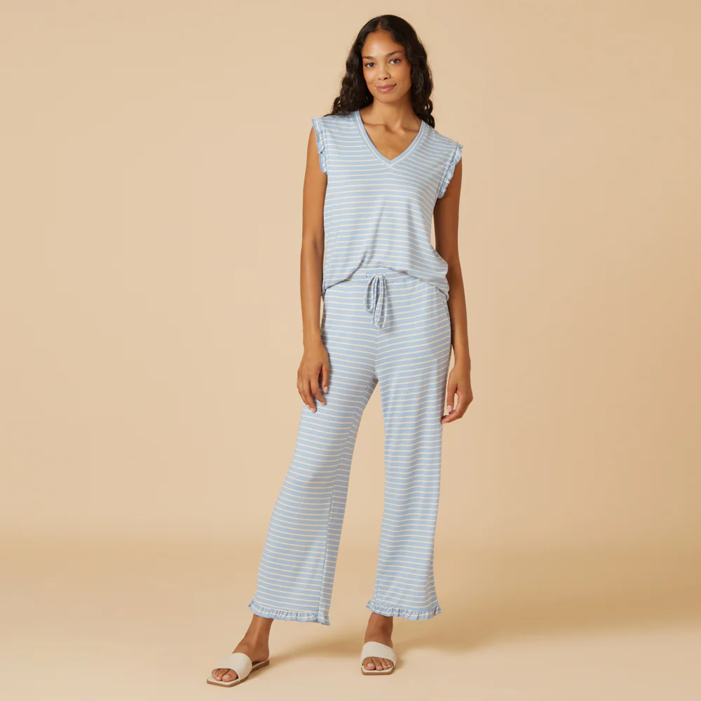 Dream Ruffle V-neck with Cropped Pant - Image 20
