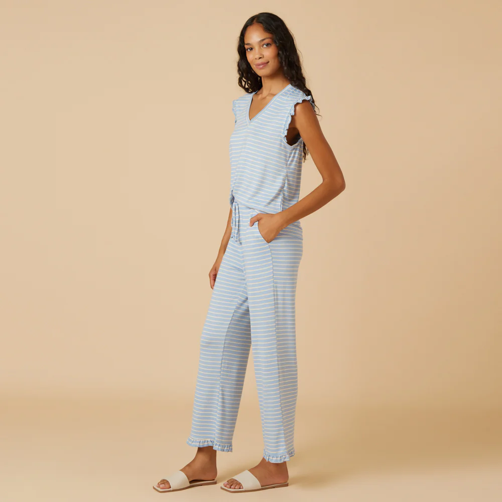 Dream Ruffle V-neck with Cropped Pant - Image 22
