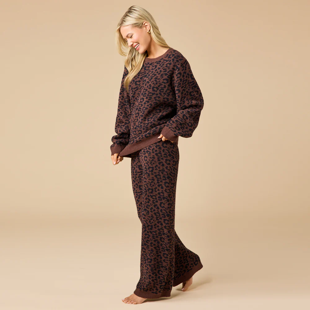 Leopard Marshmallow Crew Neck Lounge Set - Image 3