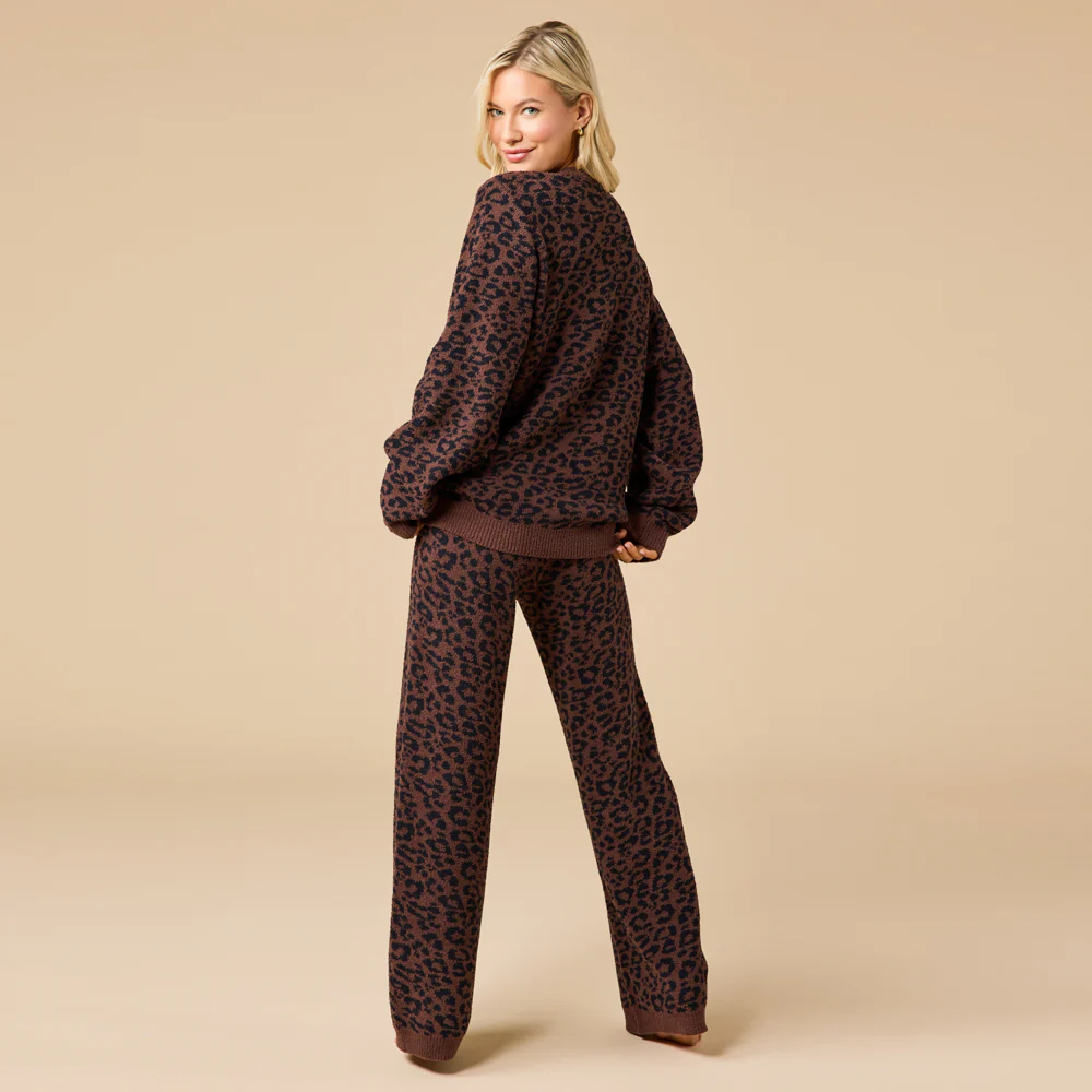 Leopard Marshmallow Crew Neck Lounge Set - Image 4