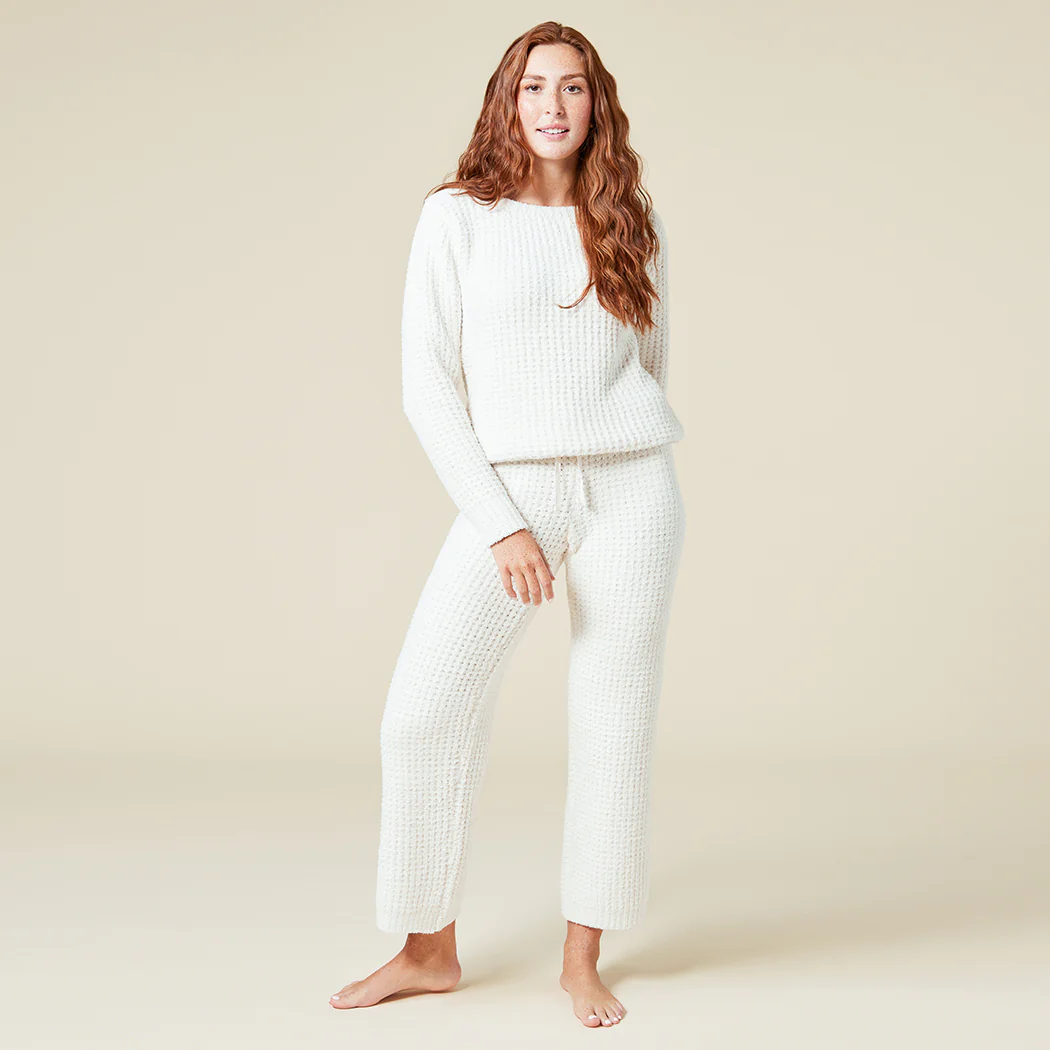 Waffle Knit Marshmallow Boatneck Lounge Set - Image 10
