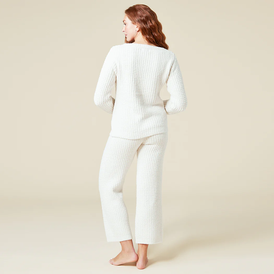 Waffle Knit Marshmallow Boatneck Lounge Set - Image 12