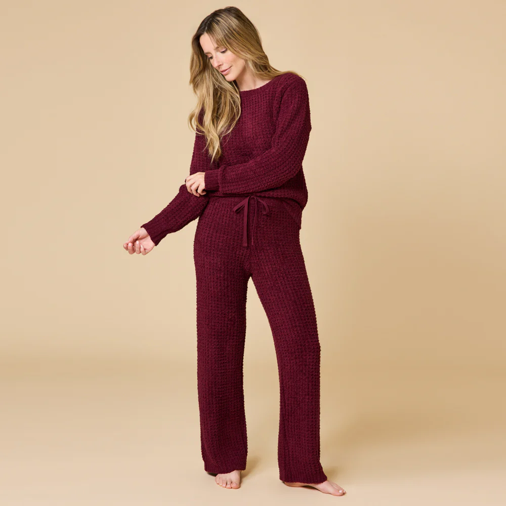 Waffle Knit Marshmallow Boatneck Lounge Set - Image 13