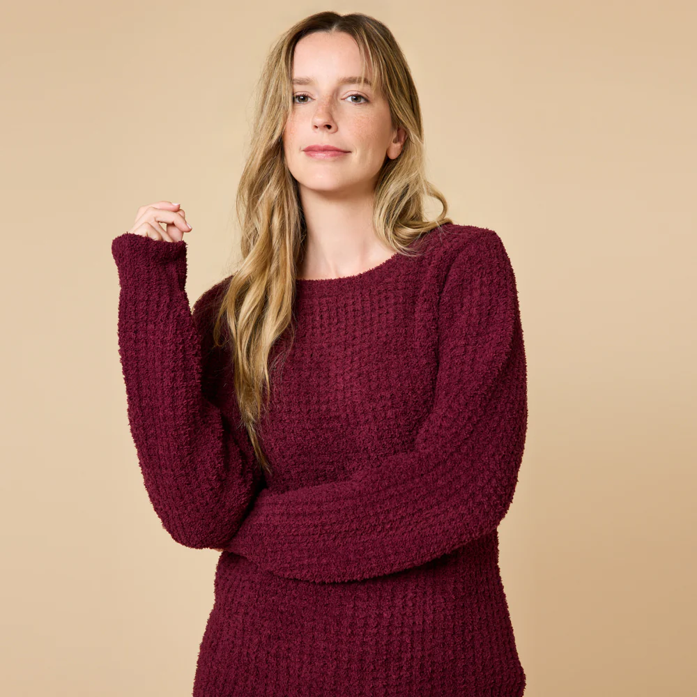 Waffle Knit Marshmallow Boatneck Lounge Set - Image 14