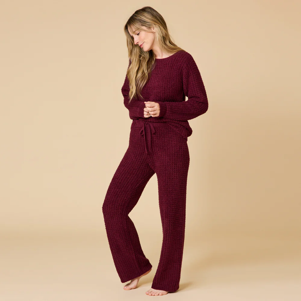 Waffle Knit Marshmallow Boatneck Lounge Set - Image 15