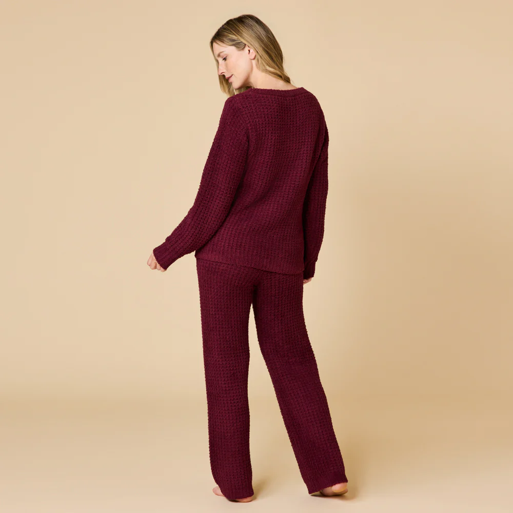 Waffle Knit Marshmallow Boatneck Lounge Set - Image 16