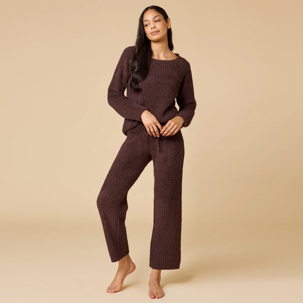 Waffle Knit Marshmallow Boatneck Lounge Set - Image 17