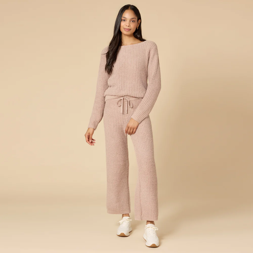 Waffle Knit Marshmallow Boatneck Lounge Set - Image 21
