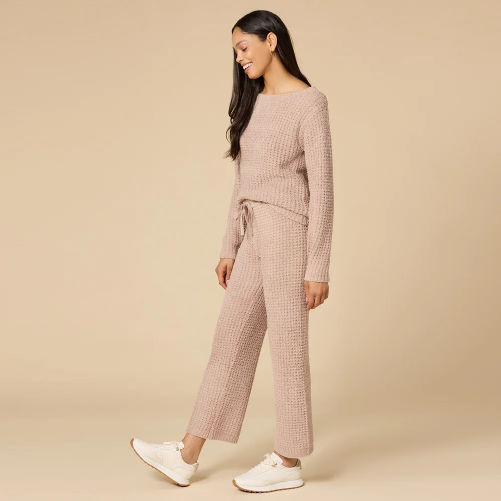 Waffle Knit Marshmallow Boatneck Lounge Set - Image 23