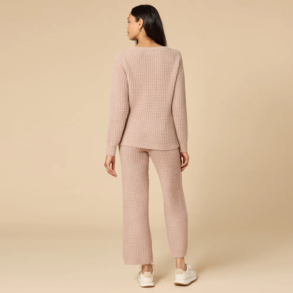 Waffle Knit Marshmallow Boatneck Lounge Set - Image 24