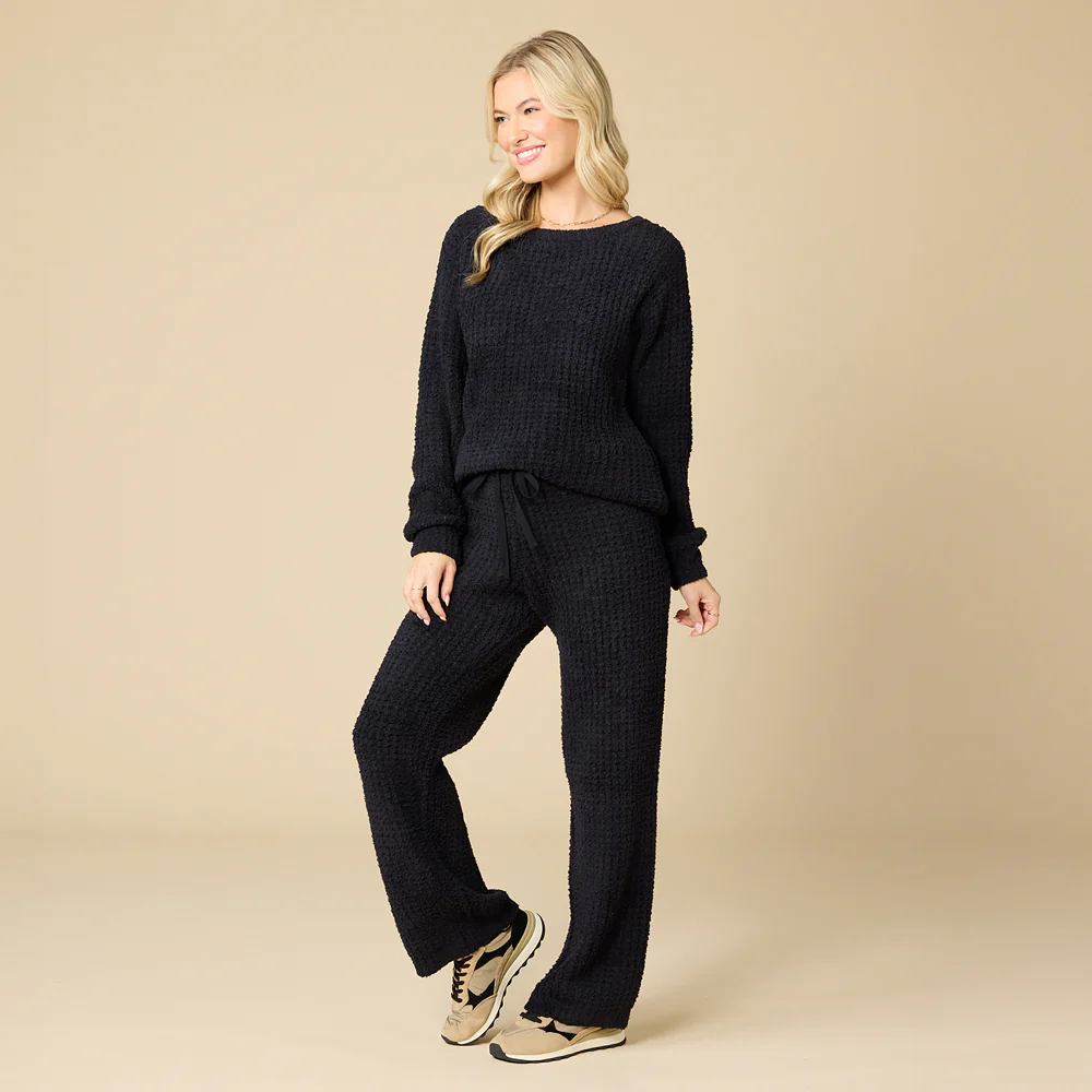 Waffle Knit Marshmallow Boatneck Lounge Set - Image 3