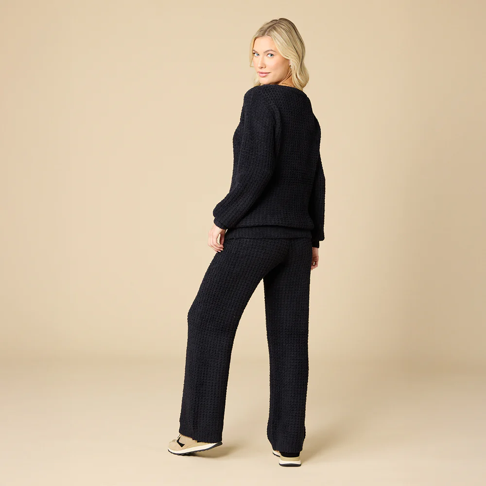 Waffle Knit Marshmallow Boatneck Lounge Set - Image 4