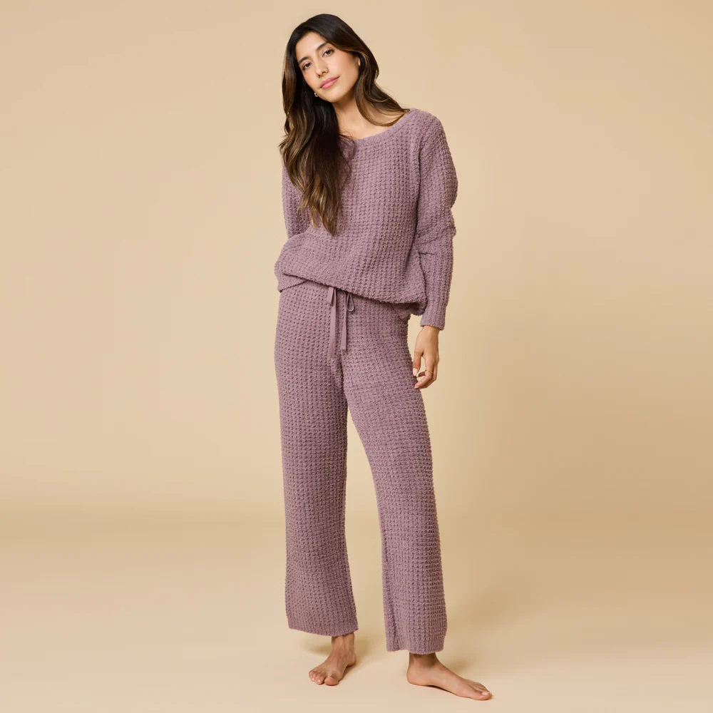 Waffle Knit Marshmallow Boatneck Lounge Set - Image 6