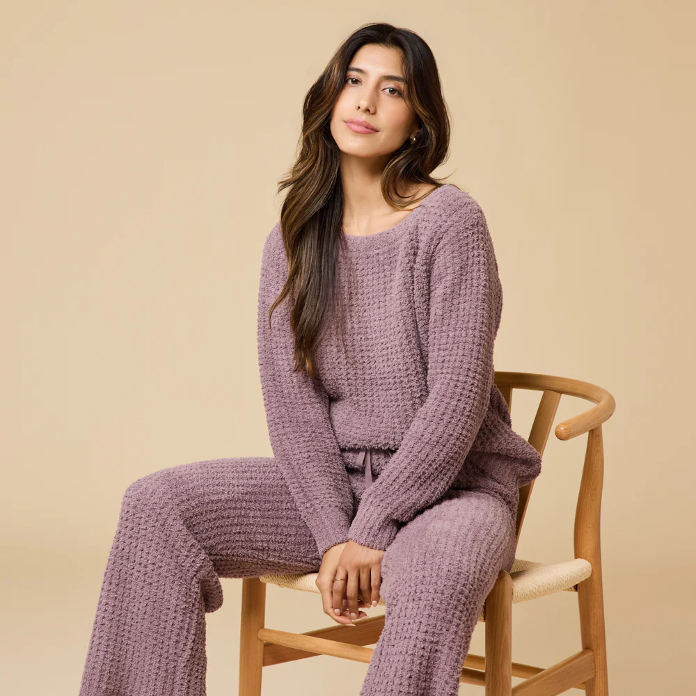 Waffle Knit Marshmallow Boatneck Lounge Set - Image 7