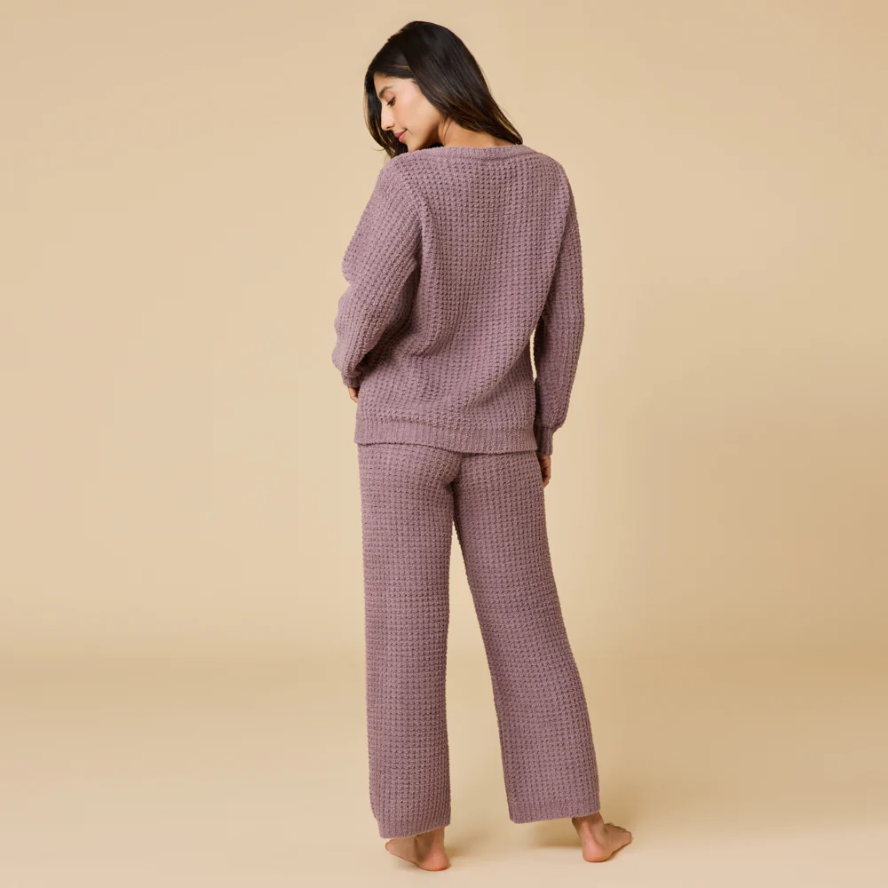 Waffle Knit Marshmallow Boatneck Lounge Set - Image 9