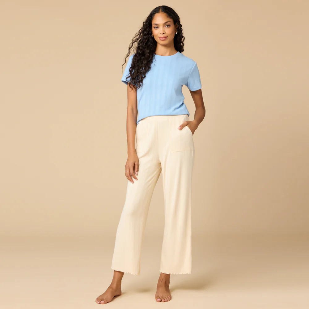Pointelle Cropped Pant with Lettuce Edge - Image 14