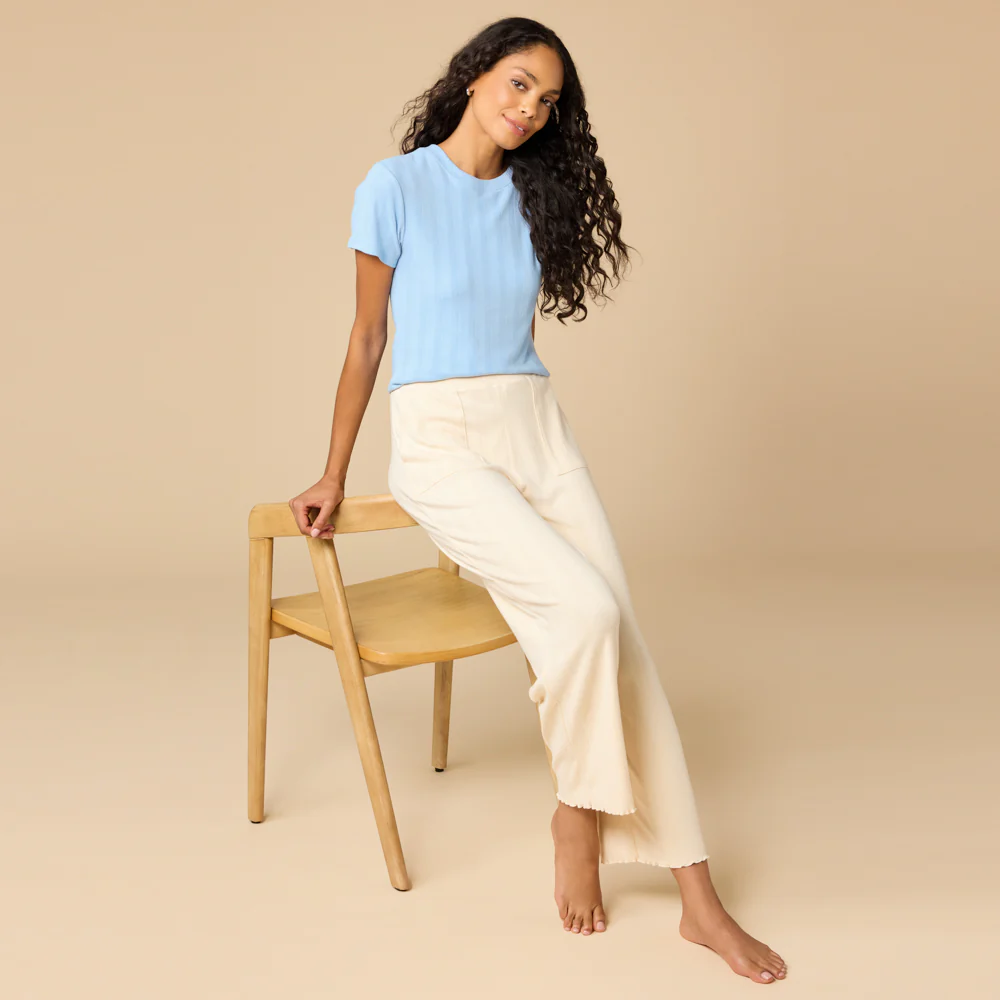 Pointelle Cropped Pant with Lettuce Edge - Image 17