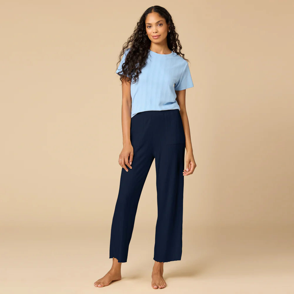 Pointelle Cropped Pant with Lettuce Edge - Image 3