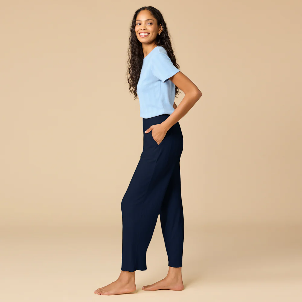 Pointelle Cropped Pant with Lettuce Edge - Image 4