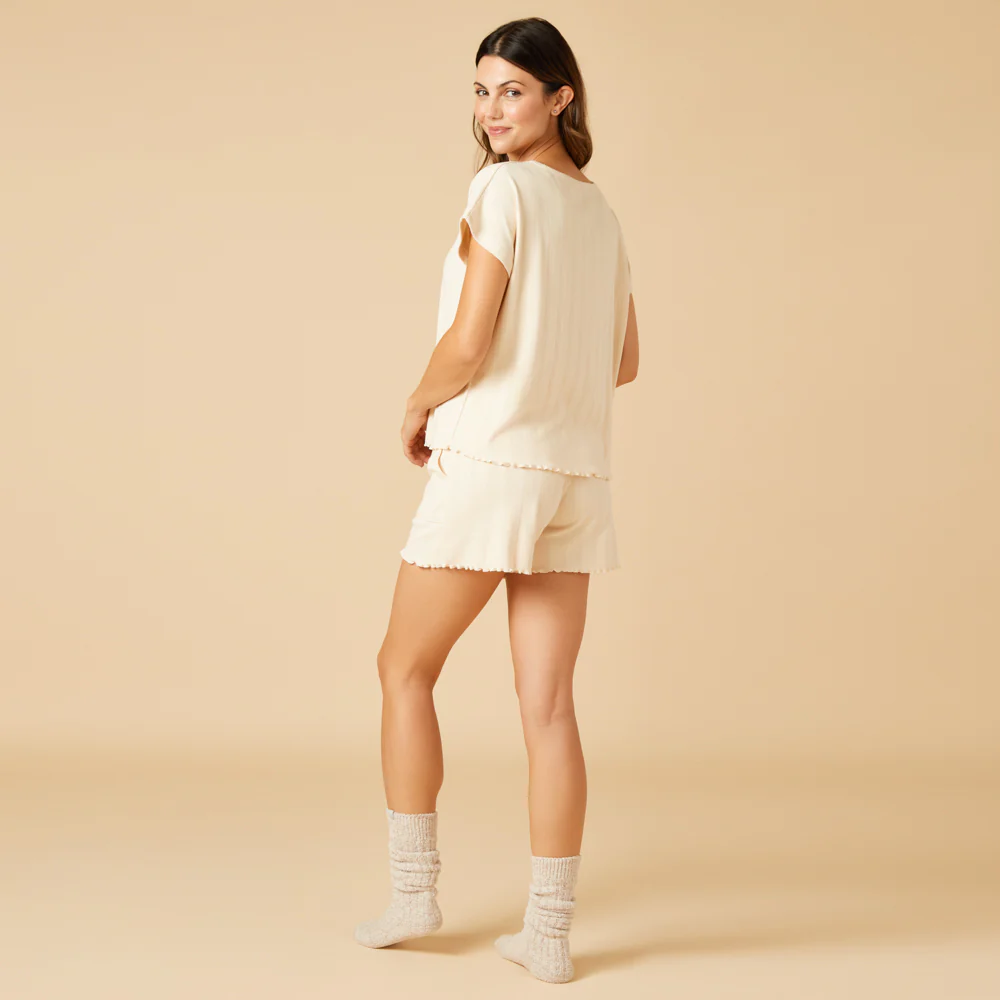 Pointelle Slouchy Tee with Lettuce Edge - Image 17