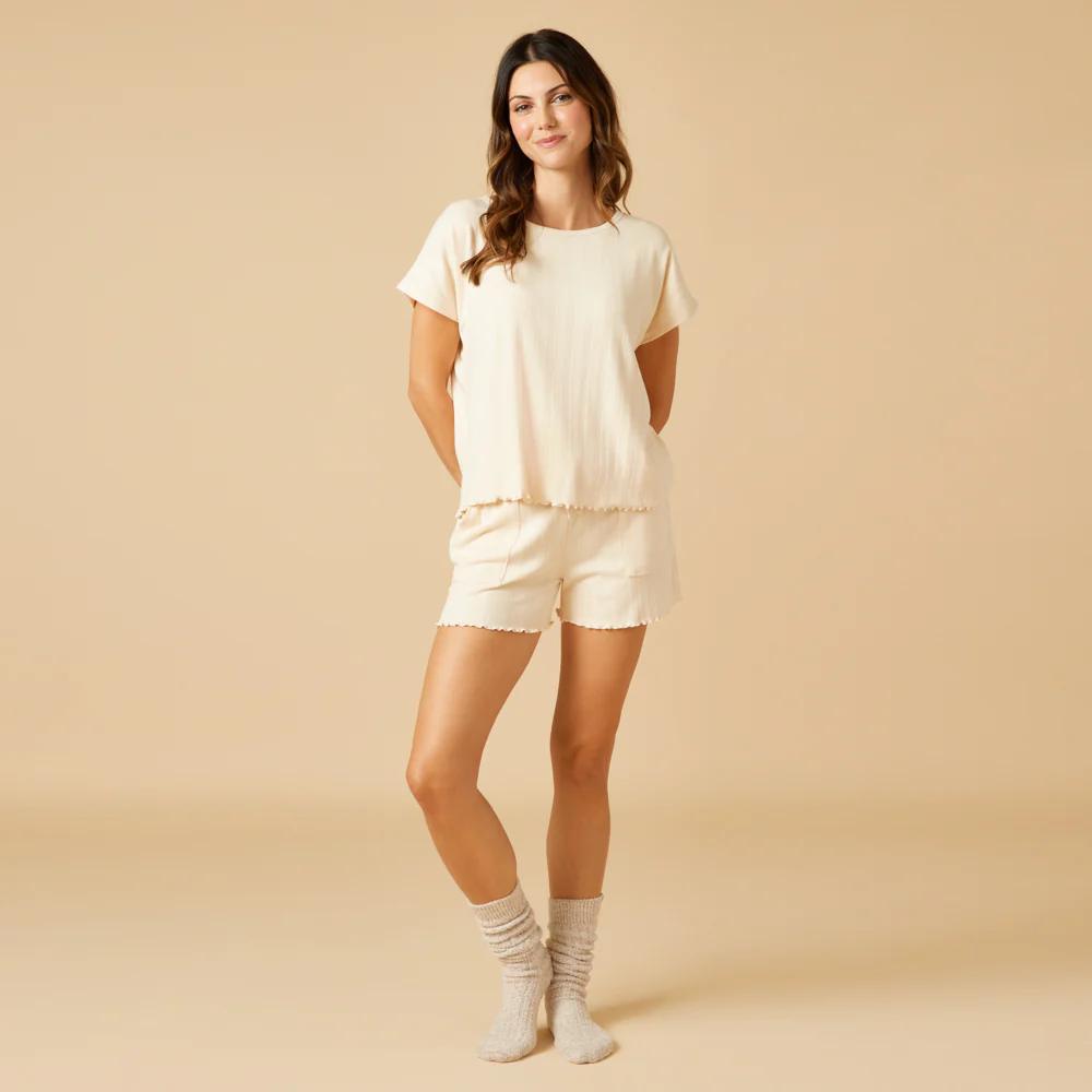 Pointelle Slouchy Tee with Lettuce Edge - Image 16