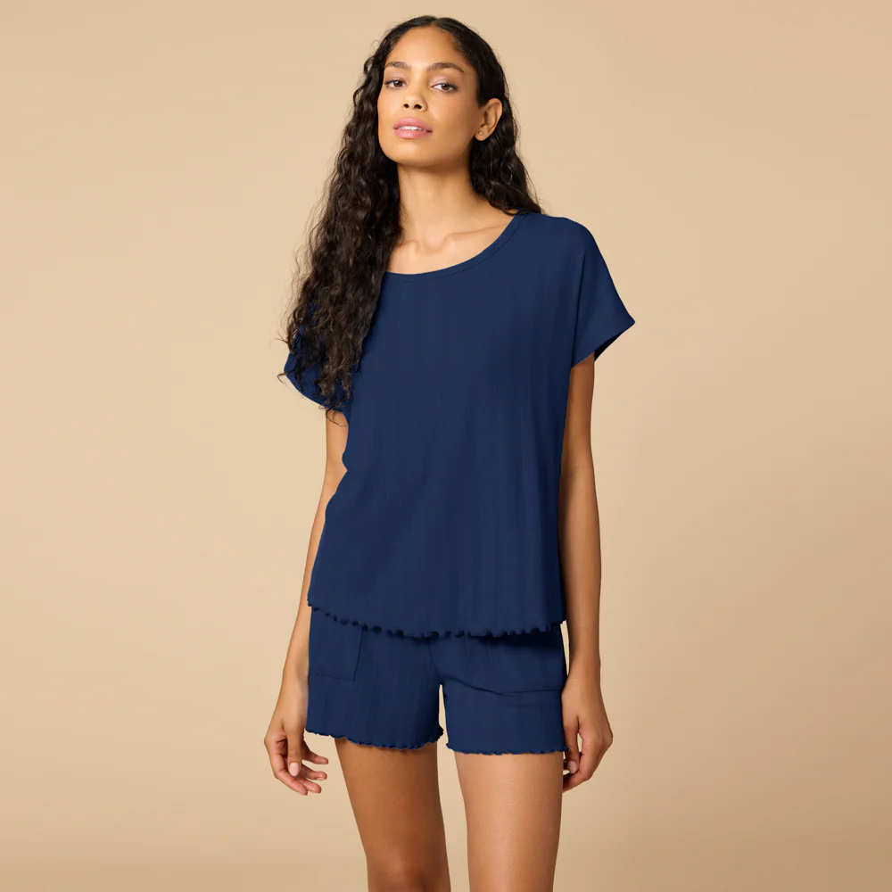 Pointelle Slouchy Tee with Lettuce Edge - Image 2