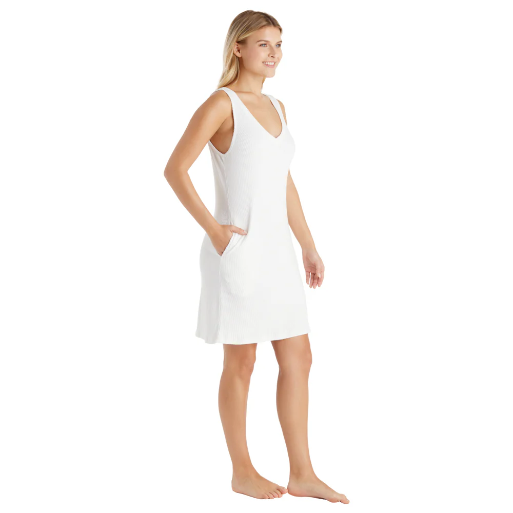 Rib Dream 34" Double V-Neck Lounge Dress - Image 4