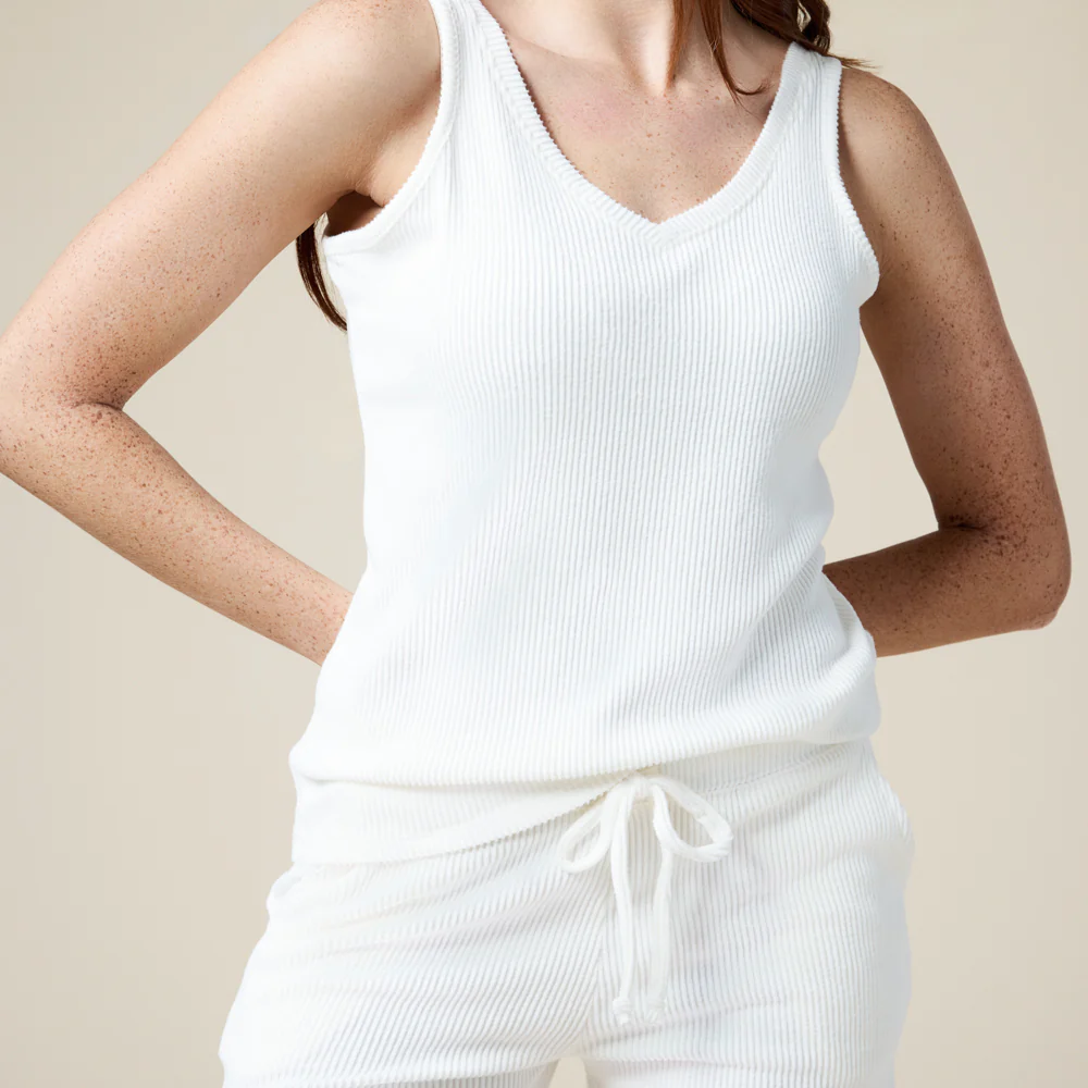 Rib Dream Double V-Neck Short Set - Image 27