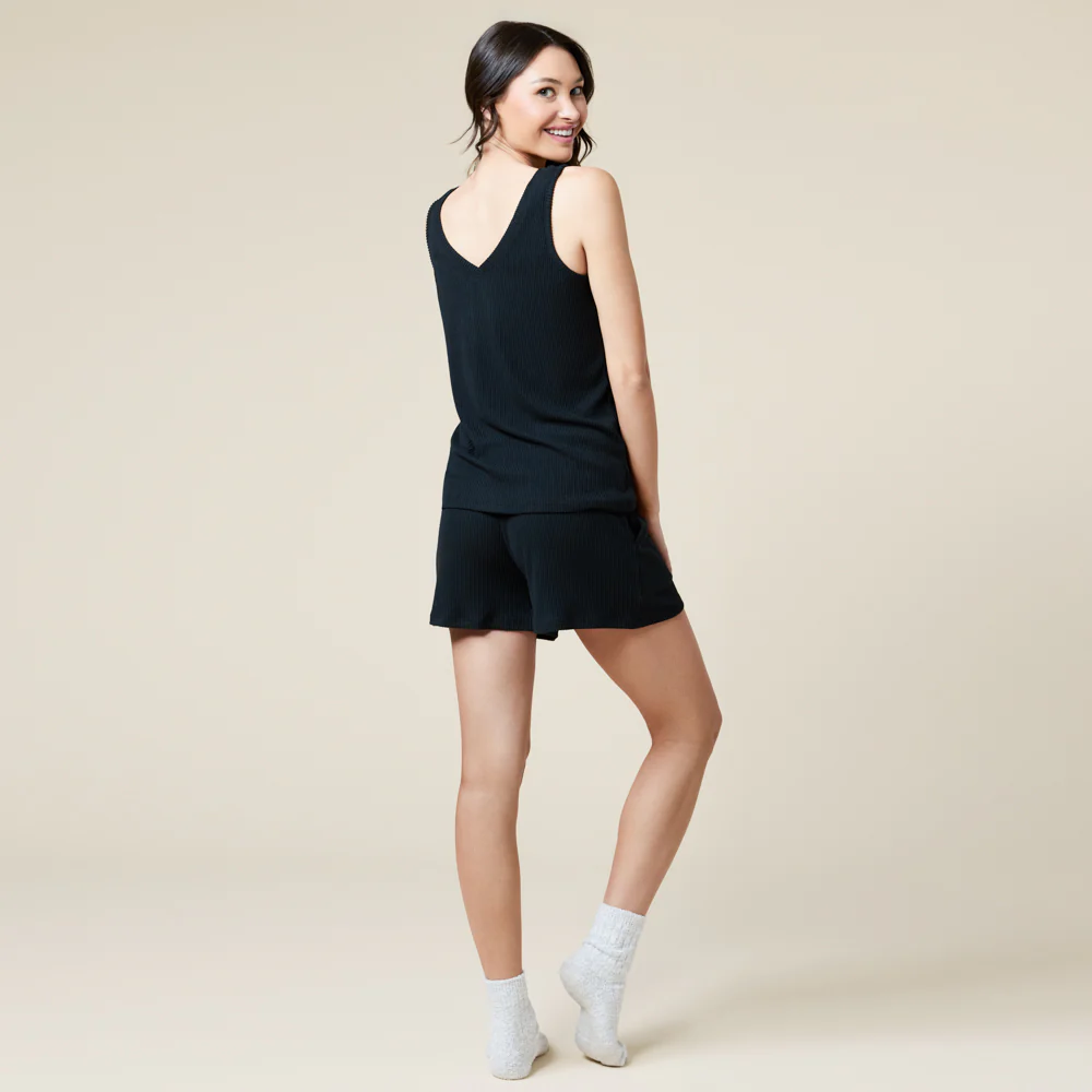 Rib Dream Double V-Neck Short Set - Image 4