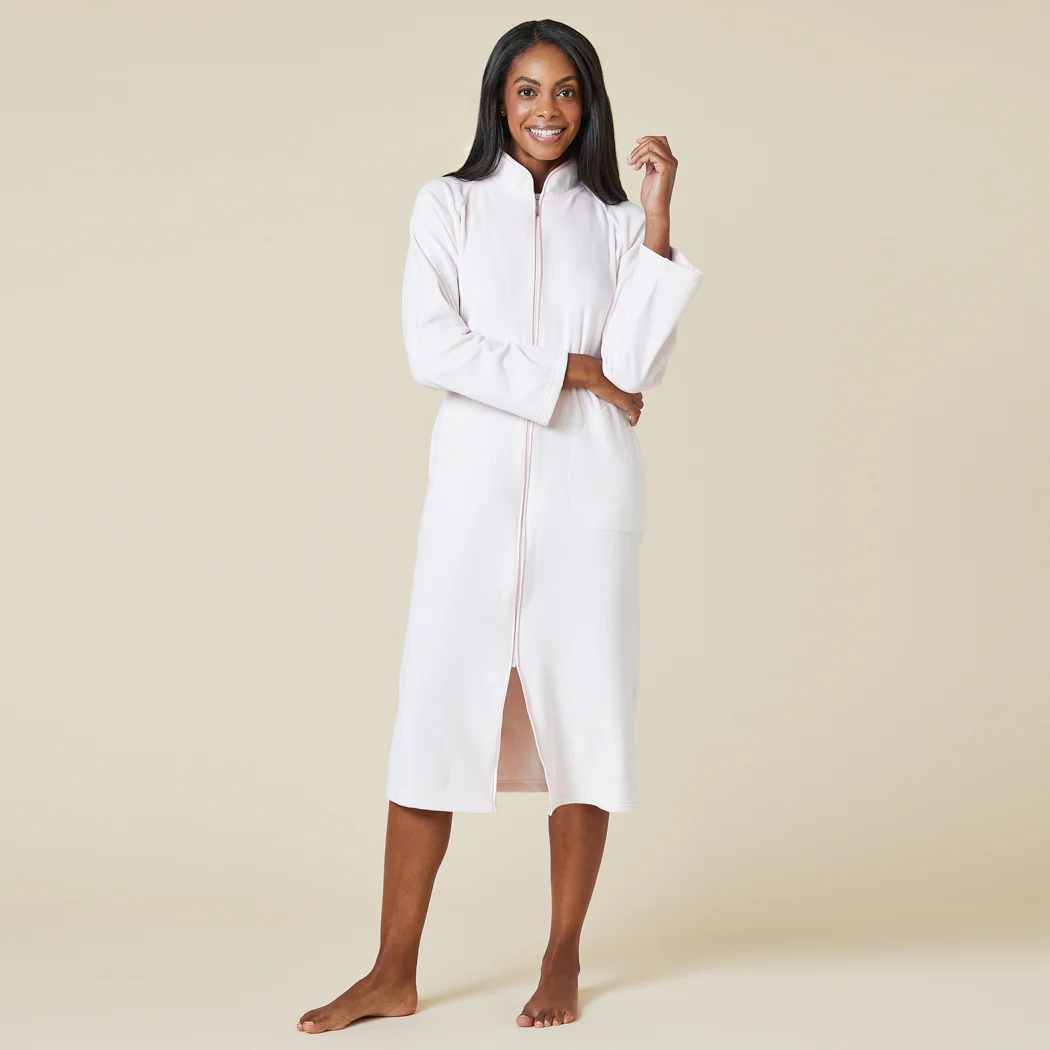 Serenity Shear Mink Mandarin Collar Zip Robe - Image 10