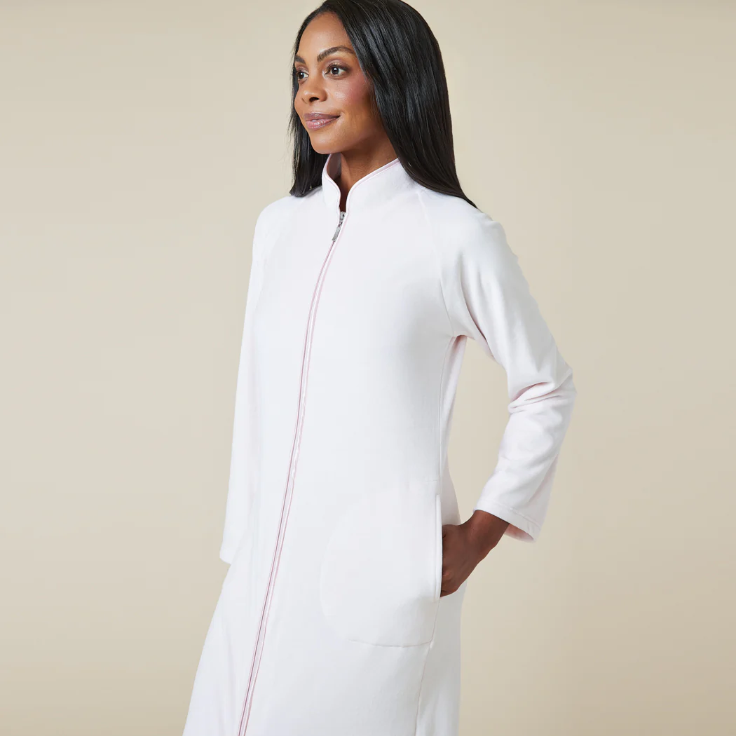 Serenity Shear Mink Mandarin Collar Zip Robe - Image 15