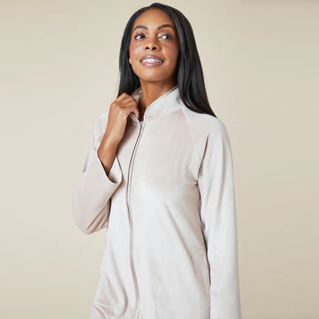 Serenity Shear Mink Mandarin Collar Zip Robe - Image 2