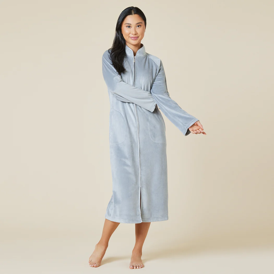 Serenity Shear Mink Mandarin Collar Zip Robe - Image 5