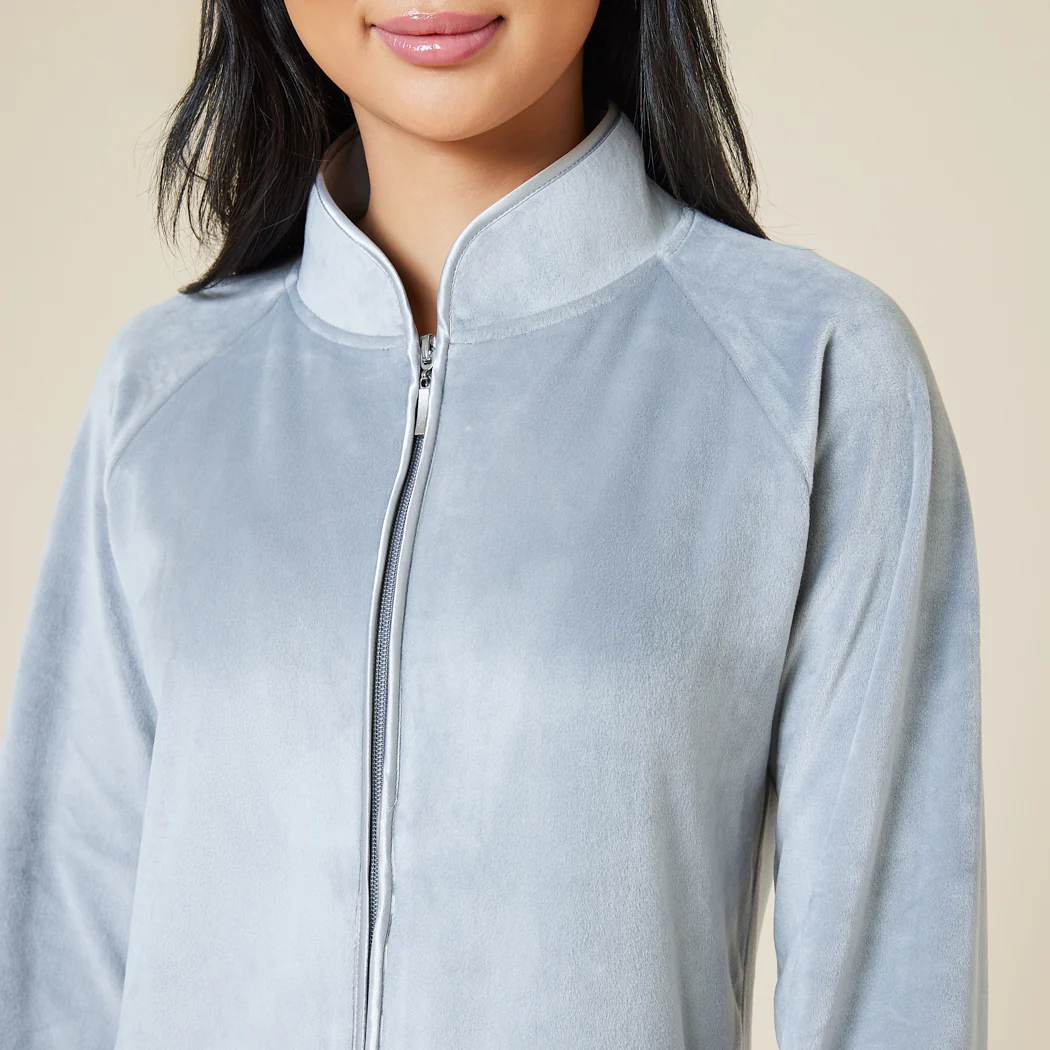 Serenity Shear Mink Mandarin Collar Zip Robe - Image 6