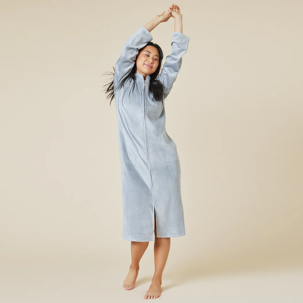 Serenity Shear Mink Mandarin Collar Zip Robe - Image 7