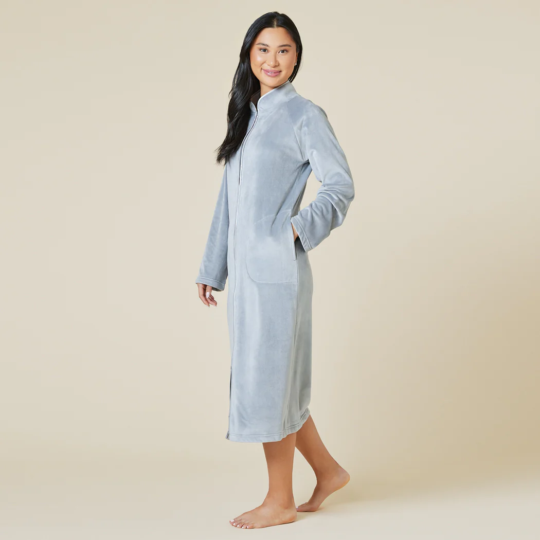 Serenity Shear Mink Mandarin Collar Zip Robe - Image 8