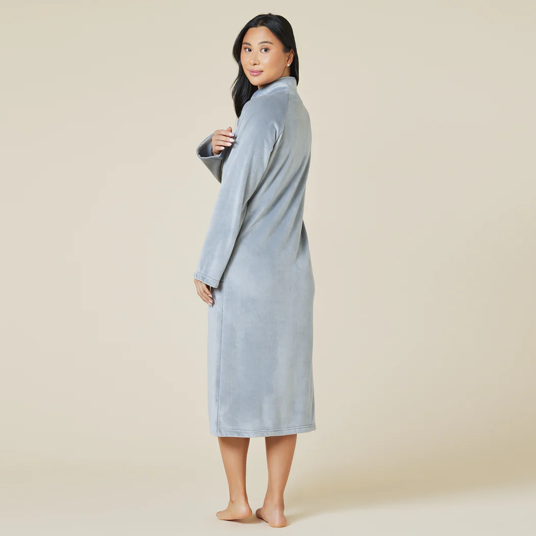 Serenity Shear Mink Mandarin Collar Zip Robe - Image 9