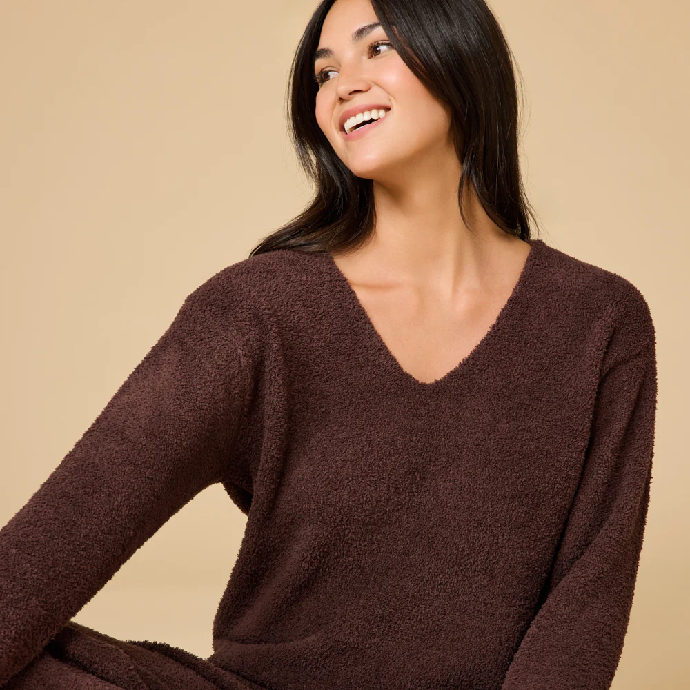 Solid Marshmallow V-Neck Lounge Set - Image 12