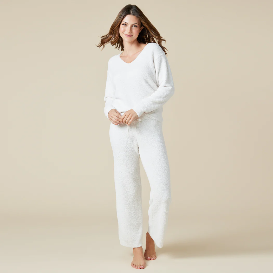 Solid Marshmallow V-Neck Lounge Set - Image 18