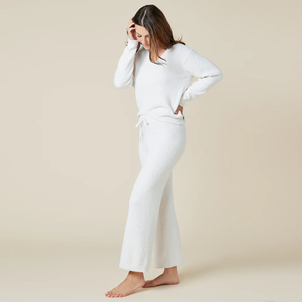 Solid Marshmallow V-Neck Lounge Set - Image 20