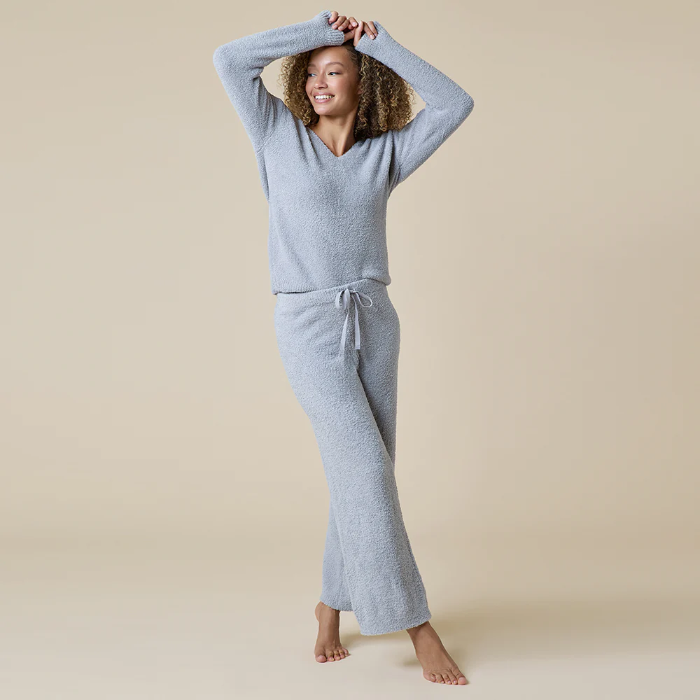 Solid Marshmallow V-Neck Lounge Set - Image 24