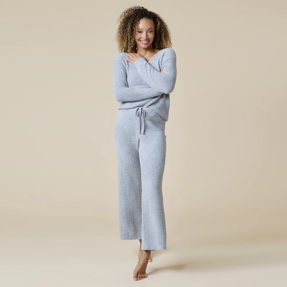 Solid Marshmallow V-Neck Lounge Set - Image 26