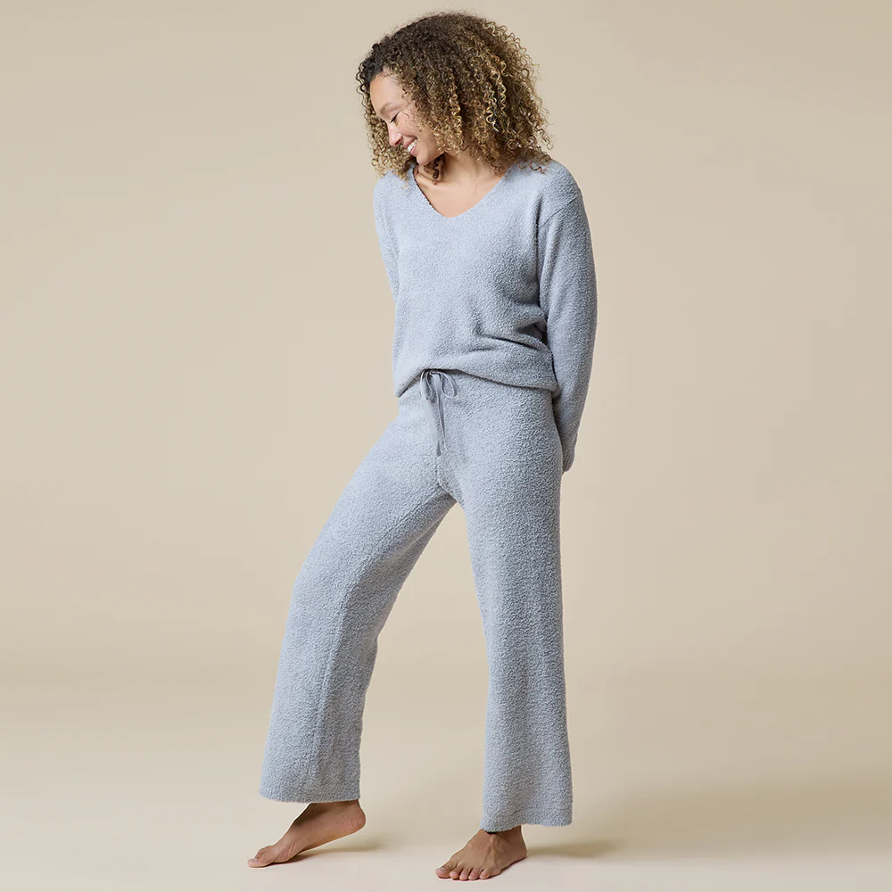 Solid Marshmallow V-Neck Lounge Set - Image 28