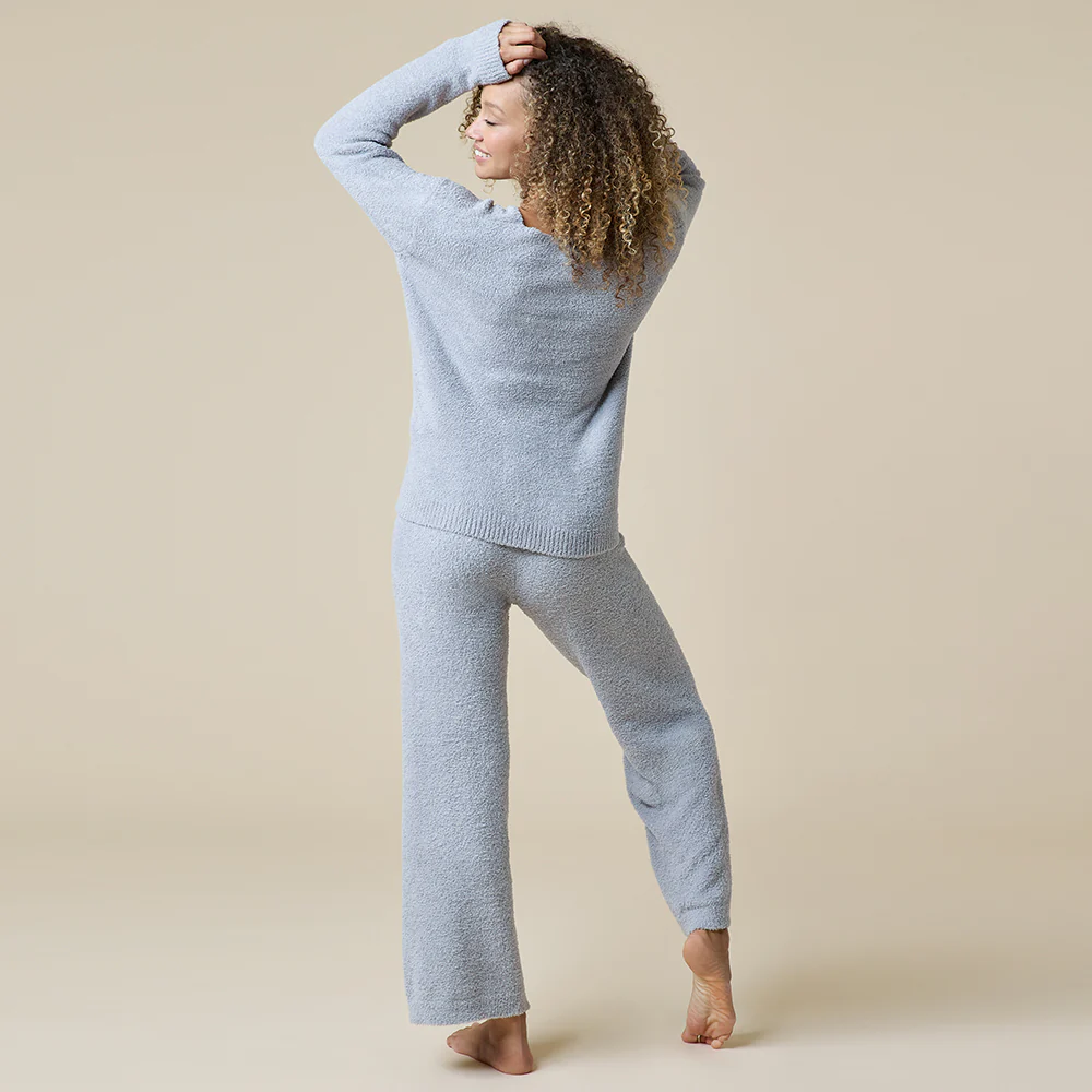 Solid Marshmallow V-Neck Lounge Set - Image 29