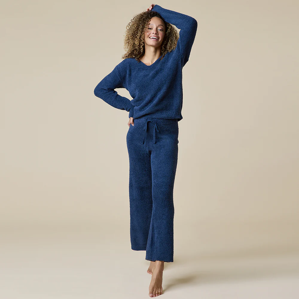 Solid Marshmallow V-Neck Lounge Set - Image 30