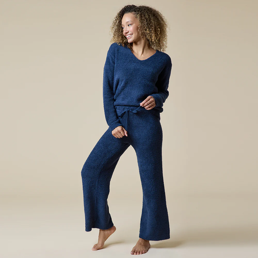 Solid Marshmallow V-Neck Lounge Set - Image 32